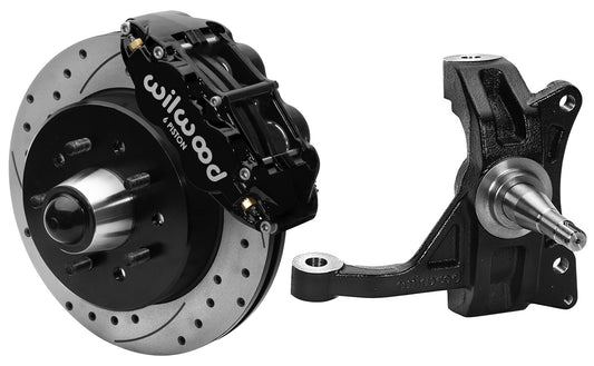 63-70 CHEVY C10 FRONT DISC BRAKE KIT & WILWOOD IRON DROP SPINDLES,12" DRILL,BLCK