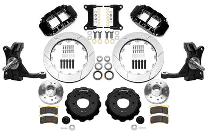 63-70 CHEVY C10 FULL DISC BRAKE KIT & WILWOOD IRON DROP SPINDLES,13" ROTORS,BLCK