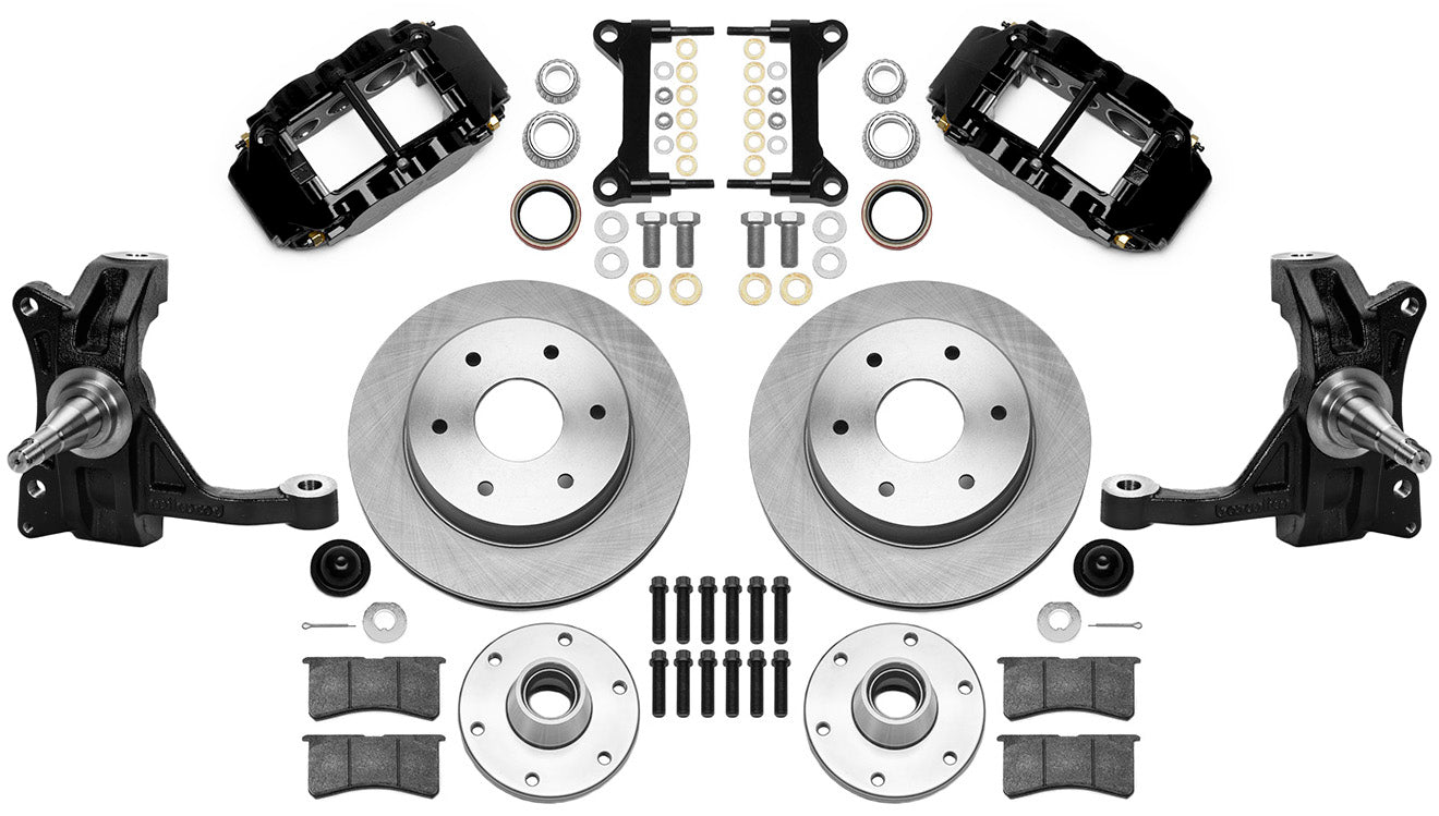 63-70 CHEVY C10 FRONT DISC BRAKE KIT & WIL IRON DROP SPINDLES,6-LUG 12" ROTORS,B