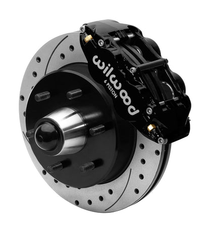 63-87 CHEVY C10 FRONT DISC BRAKE KIT FOR WIL IRON SPINDLES,6-LUG,12" DRILLED,BLK