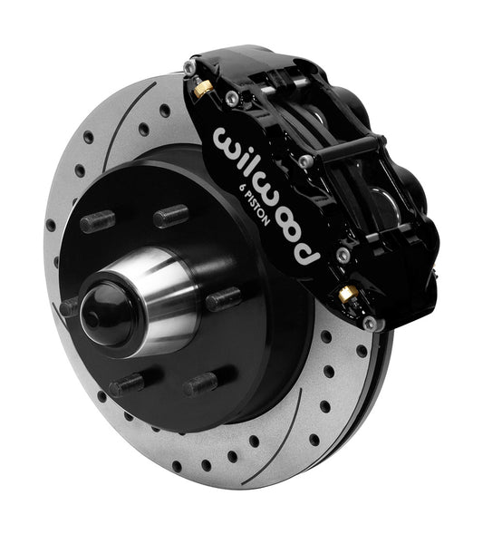 63-87 CHEVY C10 FRONT DISC BRAKE KIT FOR WIL IRON SPINDLES,6-LUG,12" DRILLED,BLK