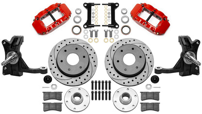 63-70 CHEVY C10 FRONT DISC BRAKE KIT & WIL IRON DROP SPINDLES,6-LUG 12" DRILL,RD