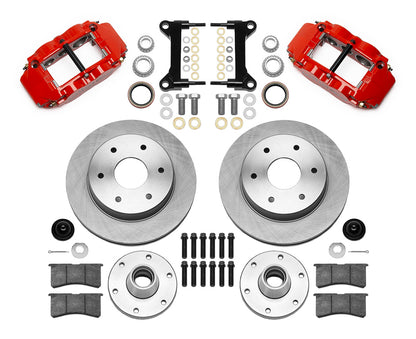 63-87 CHEVY C10 FRONT DISC BRAKE KIT FOR WIL IRON SPINDLES,6-LUG,12" ROTORS,RED