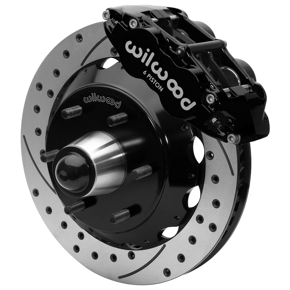 63-87 CHEVY C10 FRONT DISC BRAKE KIT FOR WIL IRON SPINDLES,6-LUG,13" DRILLED,BLK