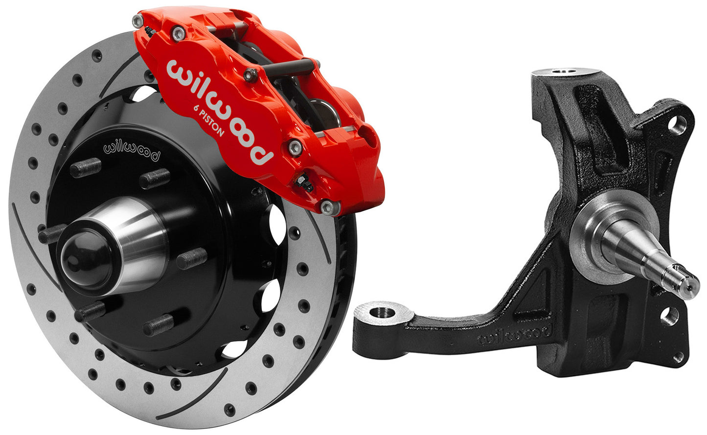 71-87 CHEVY C10 FRONT DISC BRAKE KIT & WIL IRON DROP SPINDLES,6-LUG 13" DRILL,RD