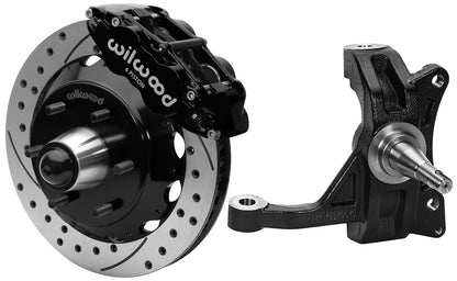 71-87 CHEVY C10 FRONT DISC BRAKE KIT & WIL IRON DROP SPINDLES,6-LUG 13" DRILL,BK