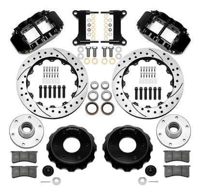 63-87 CHEVY C10 FRONT DISC BRAKE KIT FOR WIL IRON SPINDLES,6-LUG,13" DRILLED,BLK