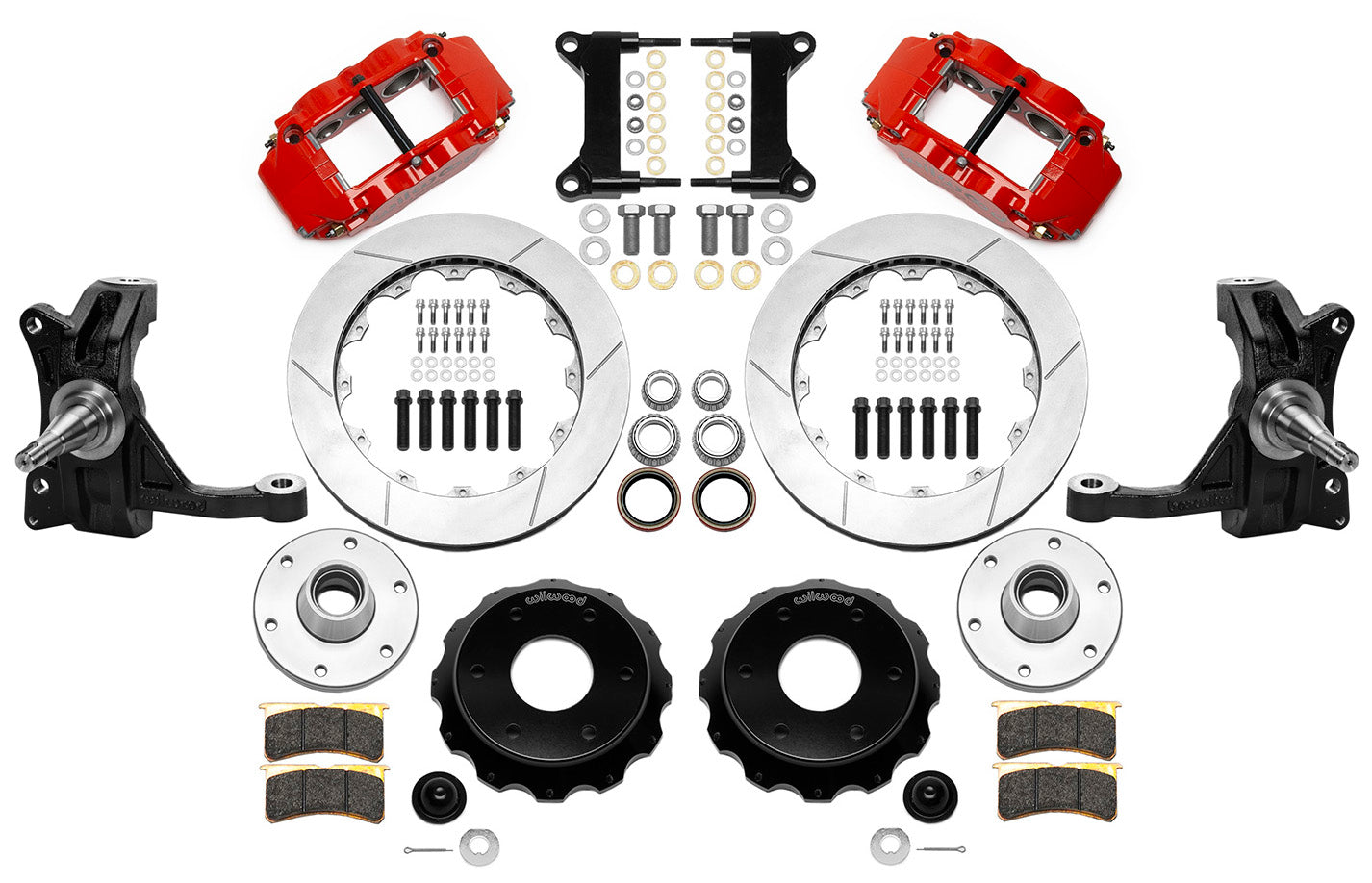 63-70 CHEVY C10 FRONT DISC BRAKE KIT & WIL IRON DROP SPINDLES,6-LUG 13" ROTORS,R