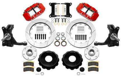 63-70 CHEVY C10 FRONT DISC BRAKE KIT & WIL IRON DROP SPINDLES,6-LUG 13" ROTORS,R