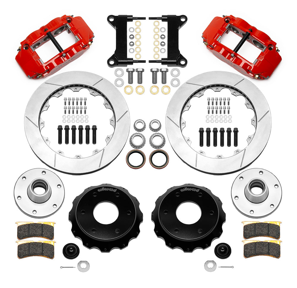 63-87 CHEVY C10 FRONT DISC BRAKE KIT FOR WIL IRON SPINDLES,6-LUG,13" ROTORS,RED