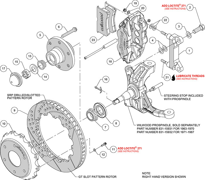 63-87 CHEVY C10 FRONT DISC BRAKE KIT FOR WIL IRON SPINDLES,6-LUG,13" ROTORS,BLCK