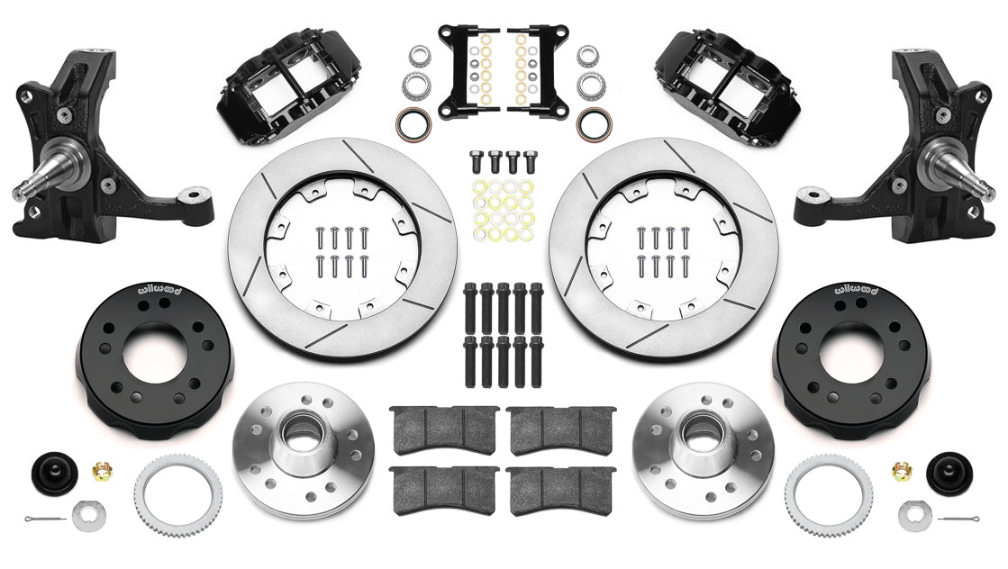 88-99 CHEVY C1500 FULL DISC BRAKE KIT & WILWOOD DROP SPINDLES,12" ROTORS,BLACK
