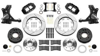 88-99 CHEVY C1500 FULL DISC BRAKE KIT & WILWOOD DROP SPINDLES,12" ROTORS,BLACK