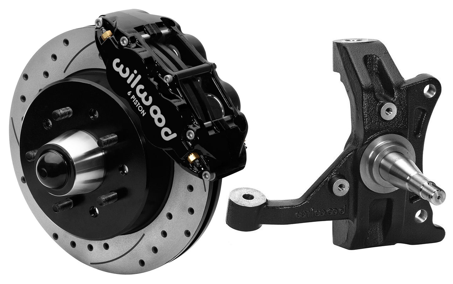 88-99 CHEVY C1500 FRONT DISC BRAKE KIT & WILWOOD DROP SPINDLES,12" DRILLED,BLACK