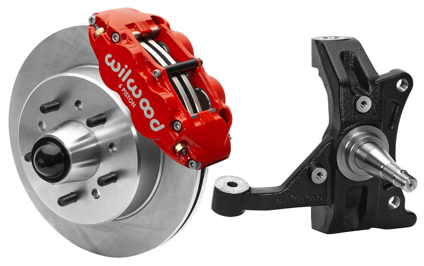 88-99 CHEVY C1500 FRONT DISC BRAKE KIT & WILWOOD DROP SPINDLES,12" ROTORS,RED
