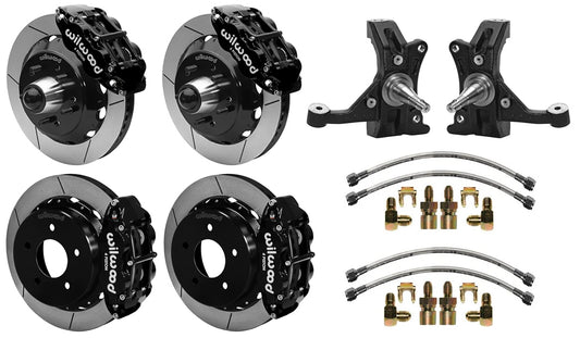 88-99 CHEVY C1500 FULL DISC BRAKE KIT & WILWOOD DROP SPINDLES,13" ROTORS,BLACK