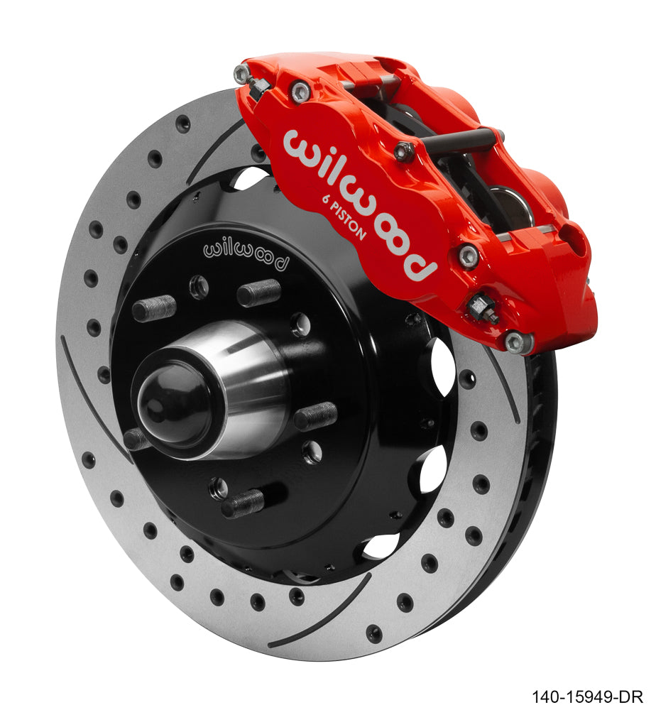 88-99 CHEVY C1500 FRONT DISC BRAKE KIT FOR WILWOOD DROP SPINDLES,13" DRILLED,RED