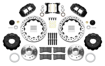 88-99 CHEVY C1500 FRONT DISC BRAKE KIT FOR WILWOOD DROP SPINDLES,13" DRILLED,BLK