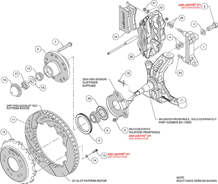 88-99 CHEVY C1500 FRONT DISC BRAKE KIT FOR WILWOOD DROP SPINDLES,13" ROTORS,RED