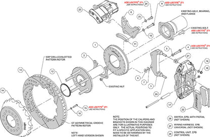 SMALL FORD KIT,2.50",ELECTRIC PB,13" DRILLED ROTORS,BLACK CALIPERS