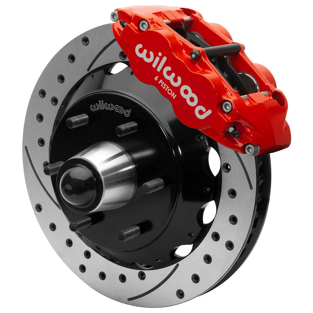 63-87 CHEVY C10 FRONT DISC BRAKE KIT FOR RIDETECH,CPP SPINDLES,6-LUG,13" DRL,RED