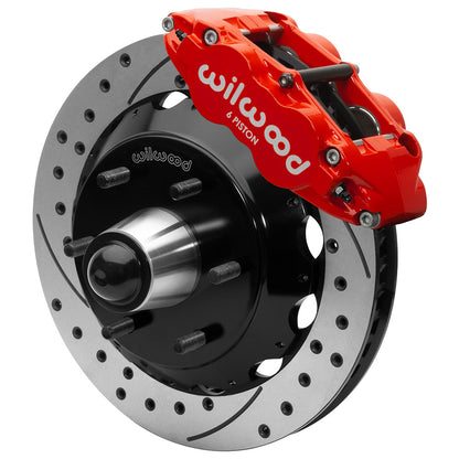 63-87 CHEVY C10 FRONT DISC BRAKE KIT FOR RIDETECH,CPP SPINDLES,6-LUG,13" DRL,RED