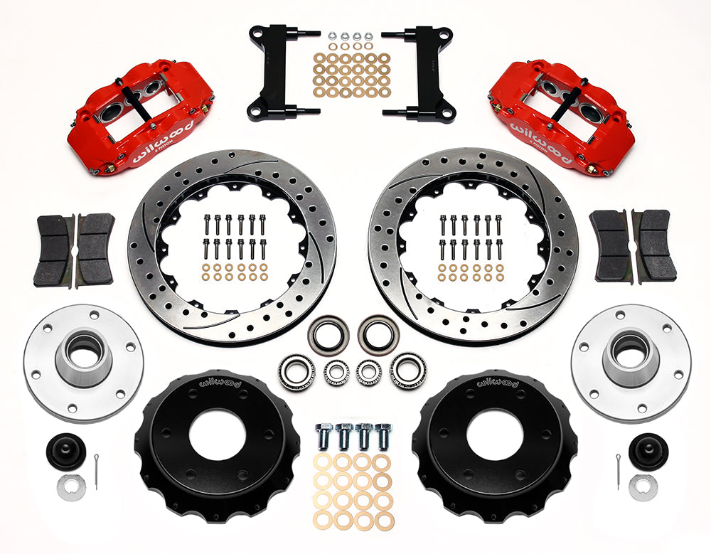 63-87 CHEVY C10 FRONT DISC BRAKE KIT FOR RIDETECH,CPP SPINDLES,6-LUG,13" DRL,RED