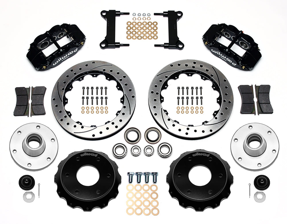 63-87 CHEVY C10 FRONT DISC BRAKE KIT FOR RIDETECH,CPP SPINDLES,6-LUG,13" DRL,BLK