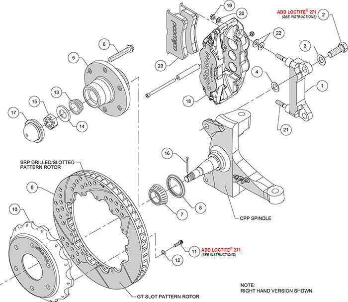 63-87 CHEVY C10 FRONT DISC BRAKE KIT FOR RIDETECH,CPP SPINDLES,6-LUG,13",RED