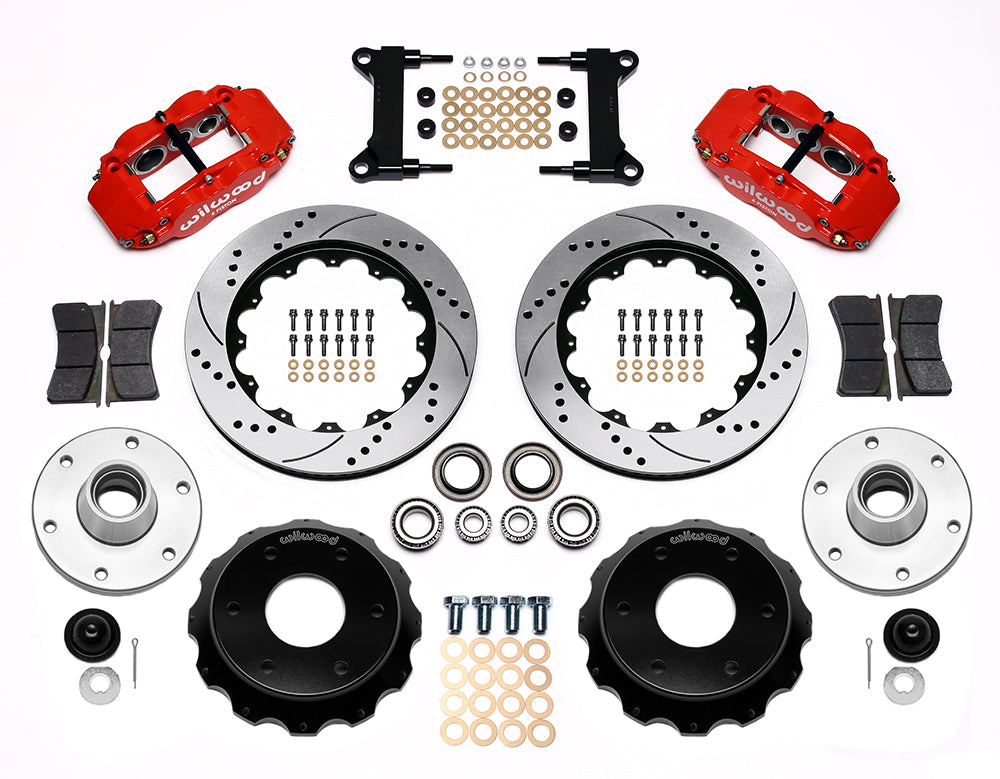 63-87 CHEVY C10 FRONT DISC BRAKE KIT FOR RIDETECH,CPP SPINDLES,6-LUG,14" DRL,RED