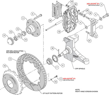 63-87 CHEVY C10 FRONT DISC BRAKE KIT FOR RIDETECH,CPP SPINDLES,6-LUG,14" DRL,BLK