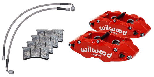 69-83 PORSCHE 911 SUPERLITE CALIPER SET,FRONT,WITH LINES,RED