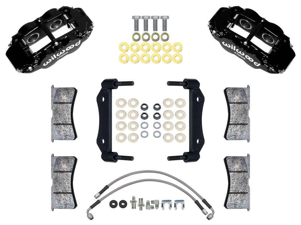 69-83 PORSCHE 911 SUPERLITE CALIPER SET,FRONT,WITH LINES,BLACK