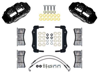 69-83 PORSCHE 911 SUPERLITE CALIPER SET,FRONT,WITH LINES,BLACK