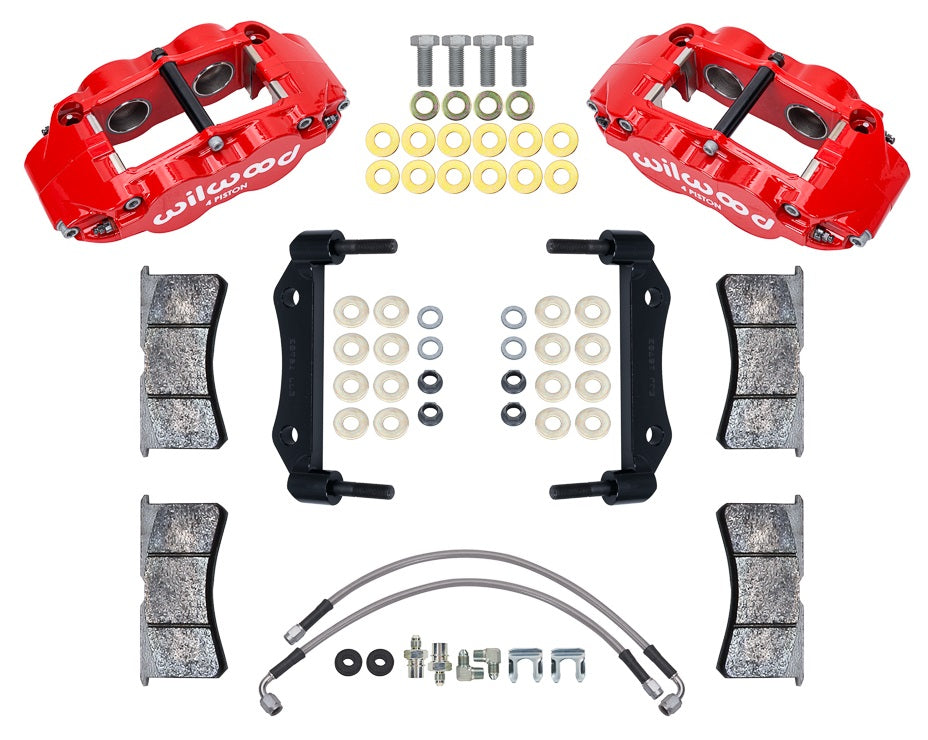 84-89 PORSCHE 911 SUPERLITE CALIPER SET,FRONT,WITH LINES,RED