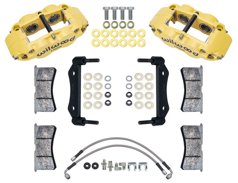 84-89 PORSCHE 911 SUPERLITE CALIPER SET,FRONT,WITH LINES,YELLOW