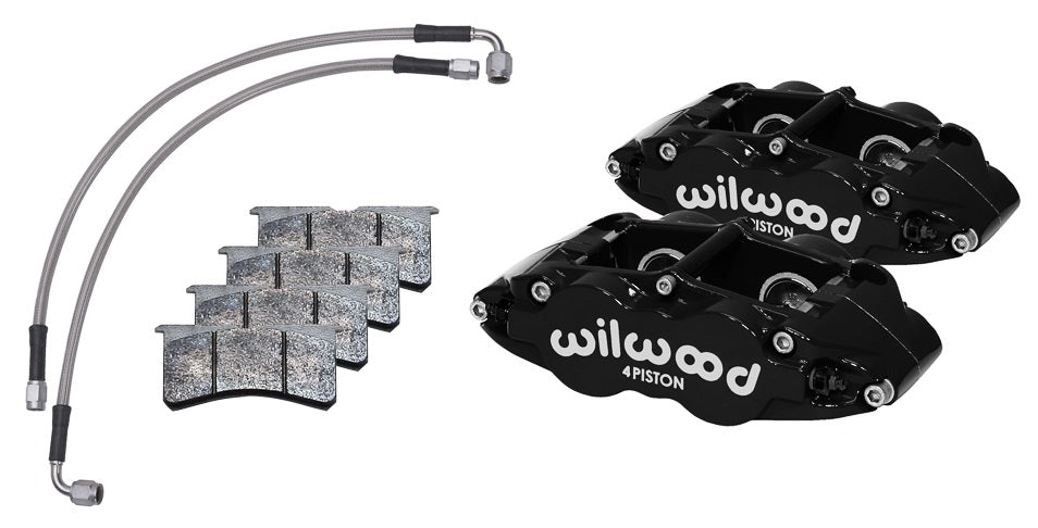 84-89 PORSCHE 911 SUPERLITE CALIPER SET,FRONT,WITH LINES,BLACK