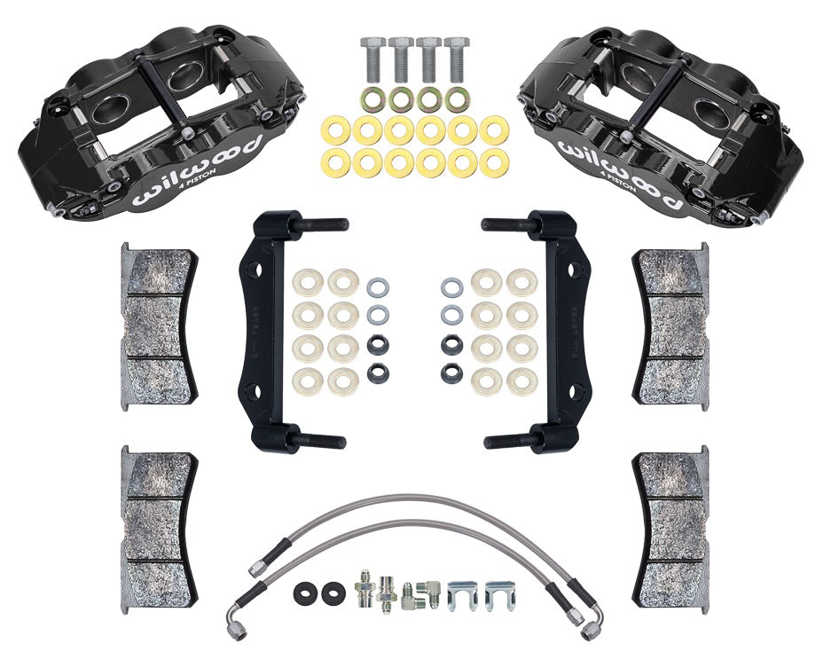 84-89 PORSCHE 911 SUPERLITE CALIPER SET,FRONT,WITH LINES,BLACK