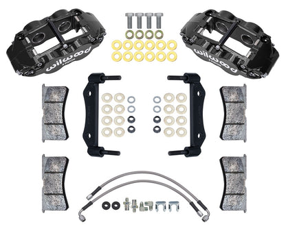 84-89 PORSCHE 911 SUPERLITE CALIPER SET,FRONT,WITH LINES,BLACK