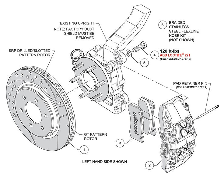 10-14 FORD F-150 SVT RAPTOR,FRONT,6 PISTON,13.38" DRILLED ROTORS,RED CALIPERS