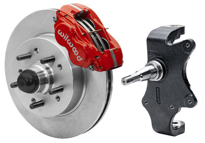 55-57 CHEVY FRONT DISC BRAKE KIT & 2" DROP SPINDLES,11.5",RED