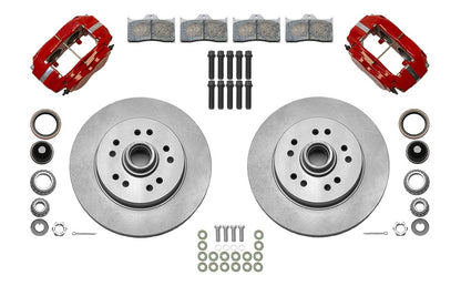 55-57 CHEVY FRONT KIT FOR WWE TRI FIVE PRO SPINDLES,11.50" ROTORS,RED CALIPERS