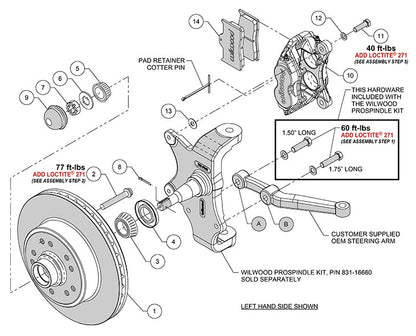 55-57 CHEVY FRONT KIT FOR WWE TRI FIVE PRO SPINDLES,11.50" ROTORS,BLACK CALIPERS