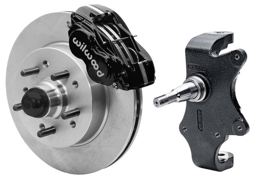 55-57 CHEVY FRONT DISC BRAKE KIT & 2" DROP SPINDLES,11.5",BLACK