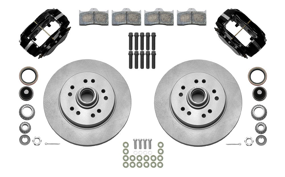 55-57 CHEVY FRONT KIT FOR WWE TRI FIVE PRO SPINDLES,11.50" ROTORS,BLACK CALIPERS