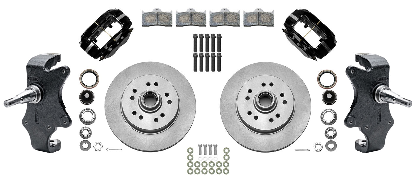 55-57 CHEVY FRONT DISC BRAKE KIT & 2" DROP SPINDLES,11.5",BLACK