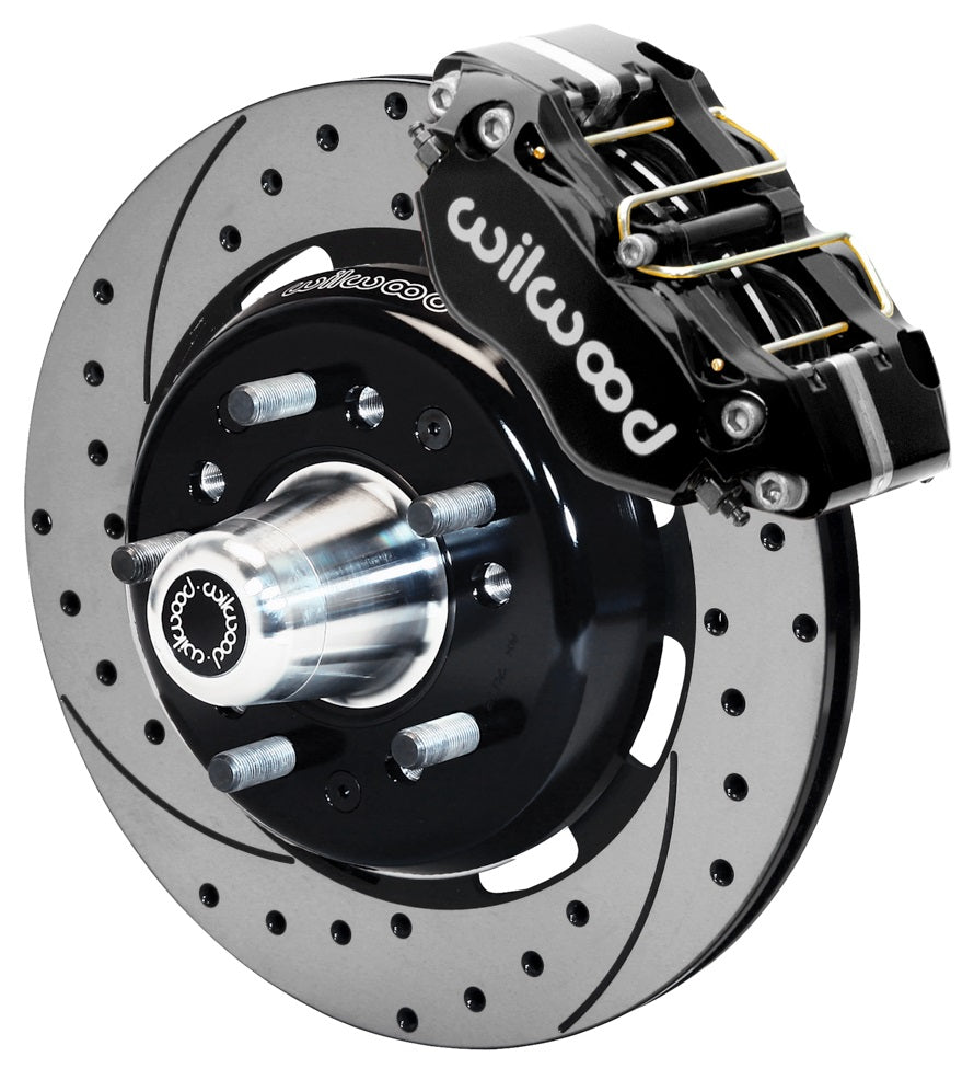 55-57 CHEVY FRONT KIT FOR WWE TRI FIVE PRO SPINDLES,12" DRILLED,BLACK CALIPERS