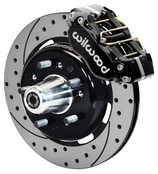 55-57 CHEVY FRONT KIT FOR WWE TRI FIVE PRO SPINDLES,12" DRILLED,BLACK CALIPERS