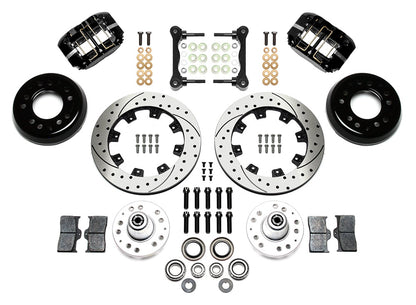 55-57 CHEVY FRONT KIT FOR WWE TRI FIVE PRO SPINDLES,12" DRILLED,BLACK CALIPERS