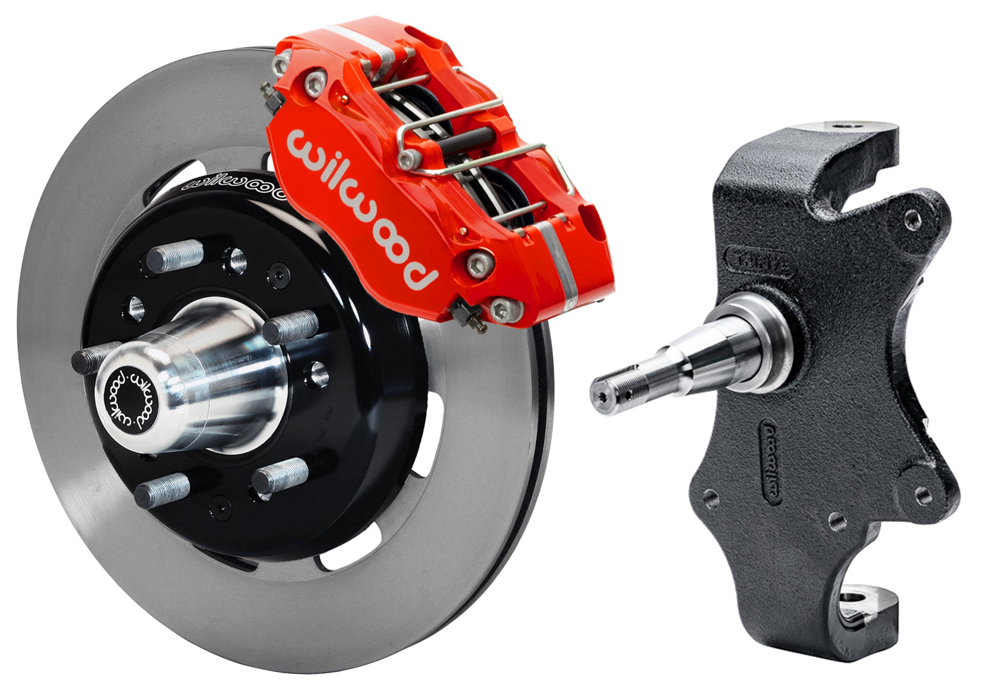 55-57 CHEVY FRONT DISC BRAKE KIT & 2" DROP SPINDLES,12.19",RED